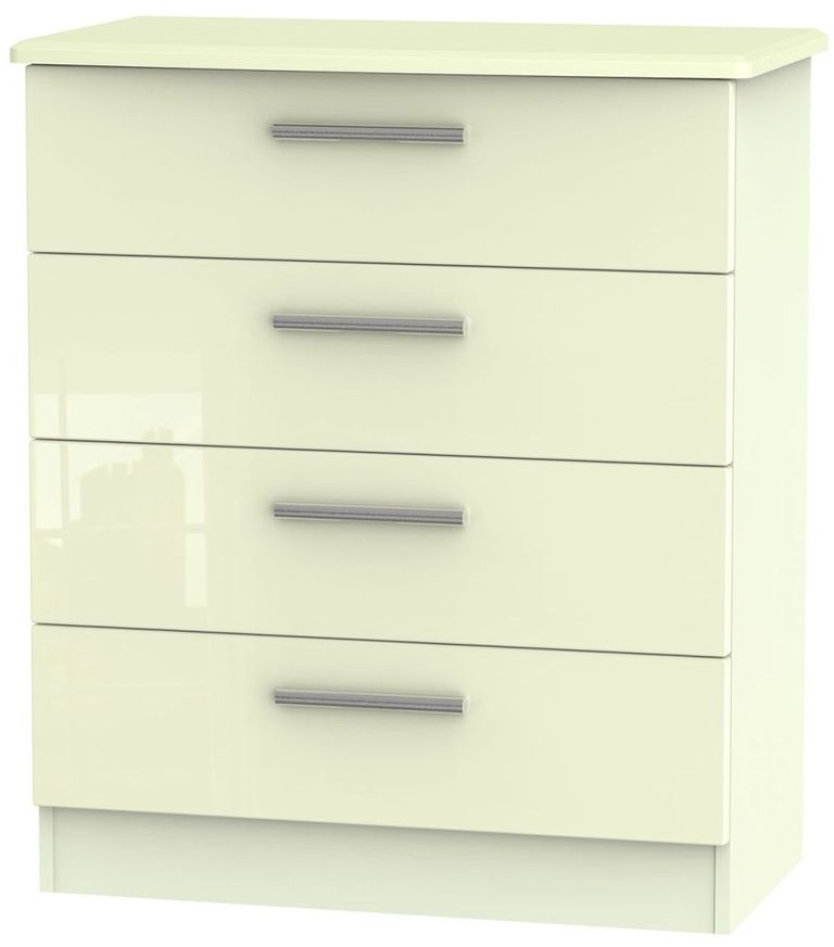 Knightsbridge Cream Gloss 4 Drawer Chest