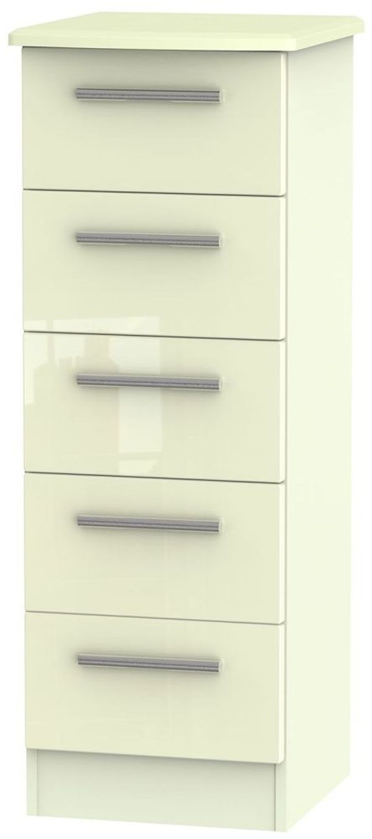 Knightsbridge Cream Gloss 5 Drawer Narrow Chest