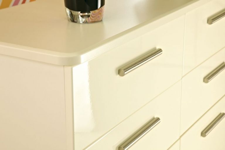 Knightsbridge Cream Gloss 6 Drawer Midi Chest