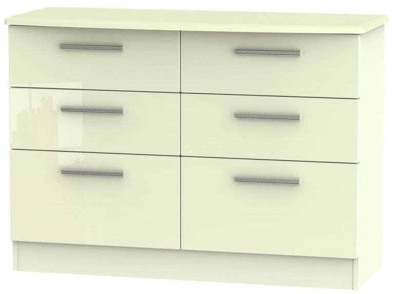 Knightsbridge Cream Gloss 6 Drawer Midi Chest