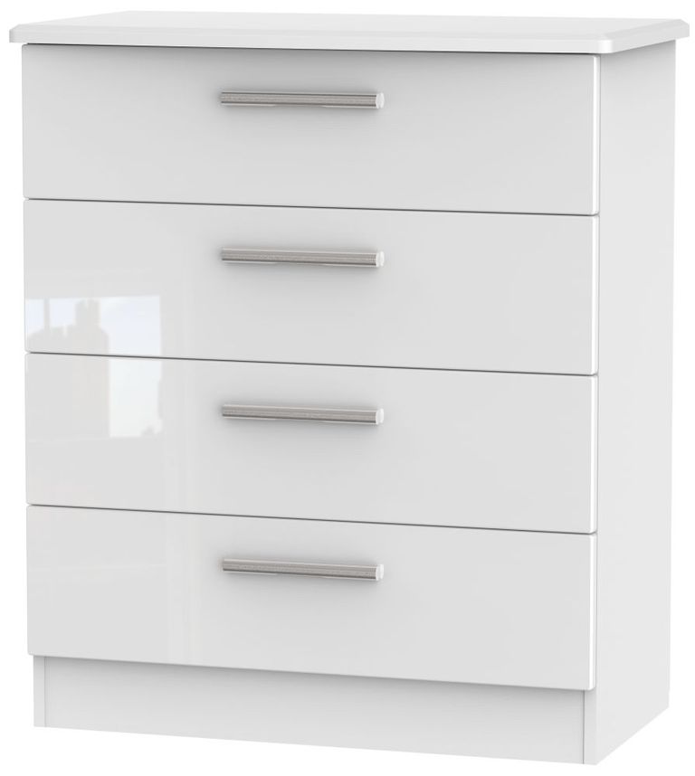 Knightsbridge Gloss White 4 Drawer Chest