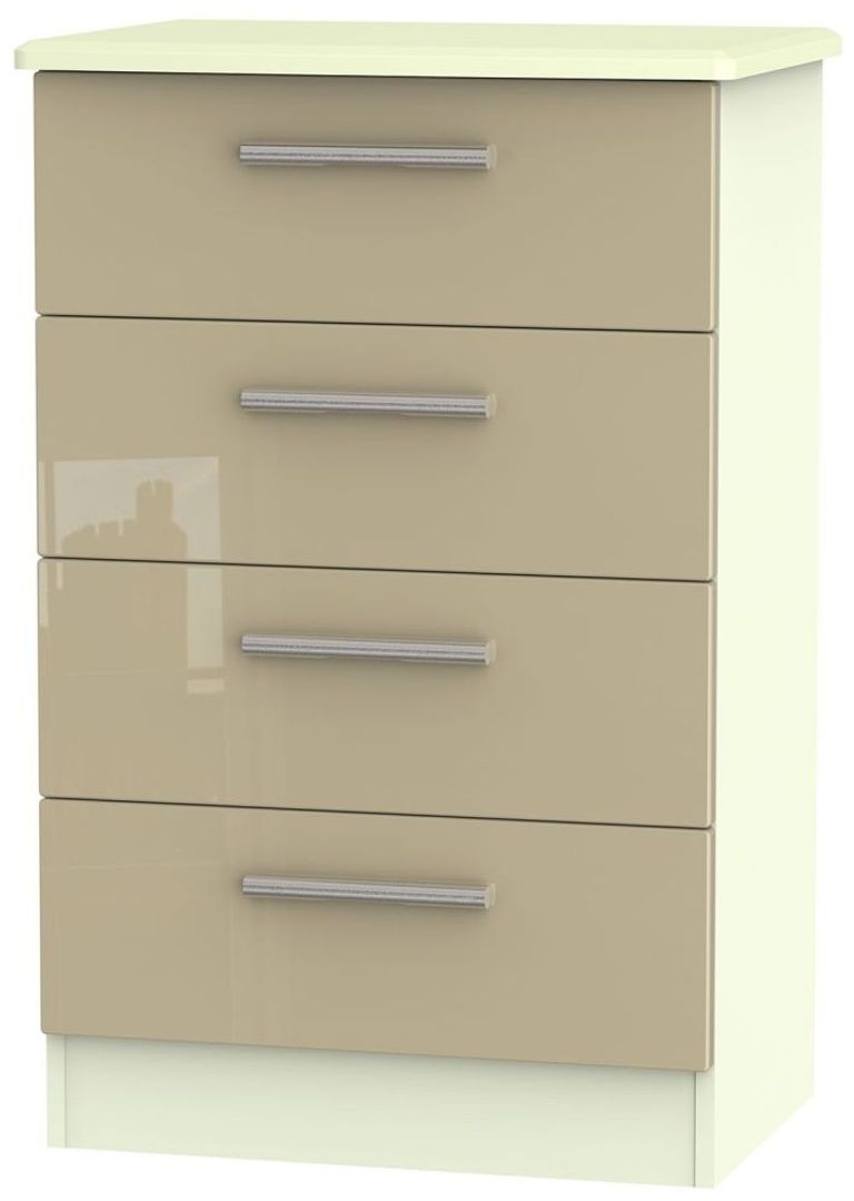 Knightsbridge Mushroom and Cream 4 Drawer Midi Chest