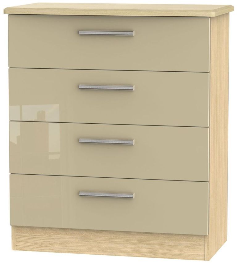 Knightsbridge Mushroom and Light Oak 4 Drawer Chest