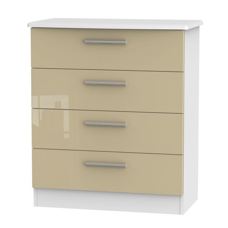 Knightsbridge Mushroom and White 4 Drawer Chest