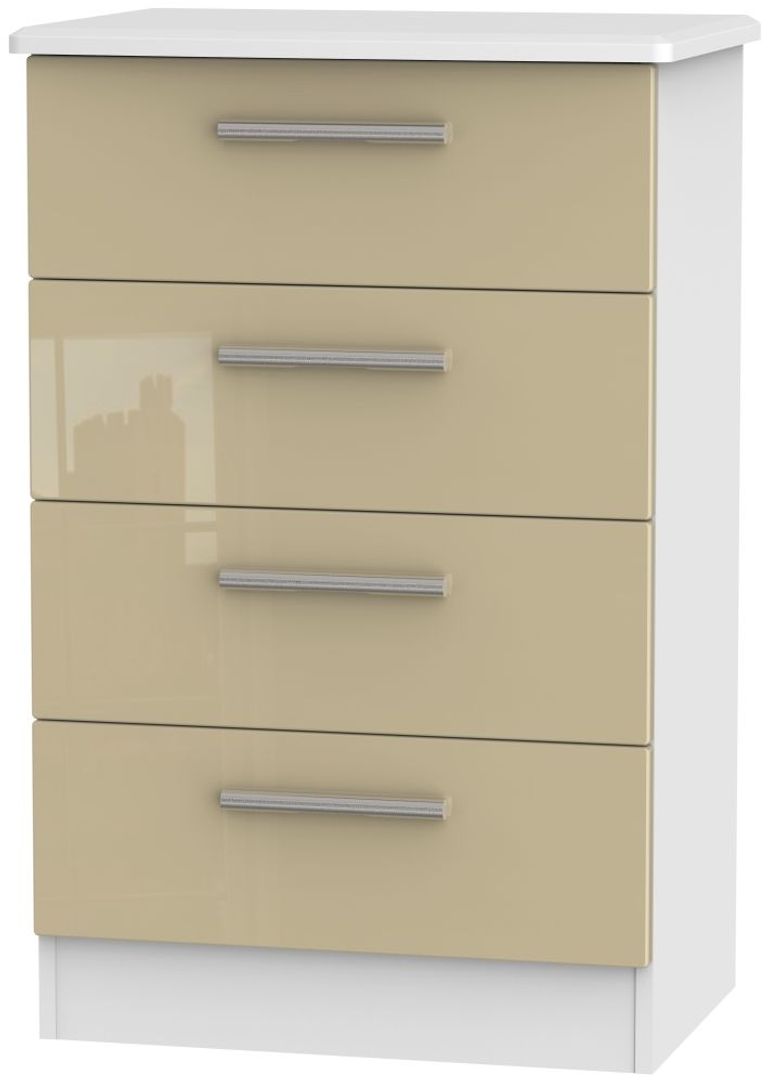 Knightsbridge Mushroom and White 4 Drawer Midi Chest