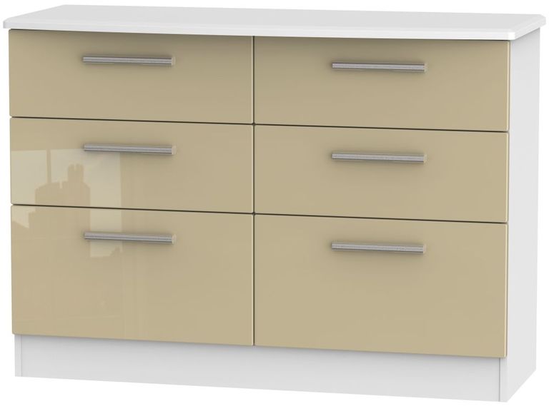 Knightsbridge Mushroom and White 6 Drawer Midi Chest