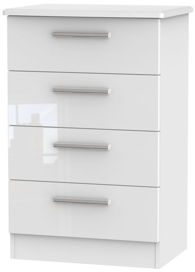 Knightsbridge White Gloss 4 Drawer Midi Chest