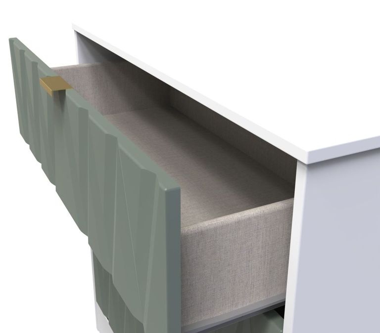 Las Vegas White and Green 3 Drawer Deep Chest
