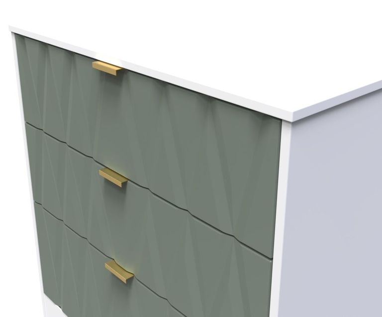 Las Vegas White and Green 3 Drawer Deep Chest