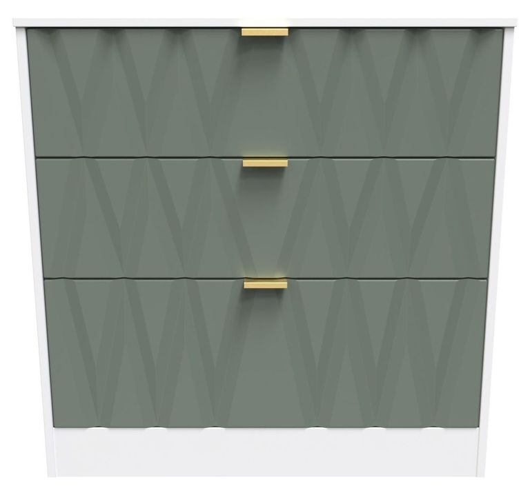Las Vegas White and Green 3 Drawer Deep Chest