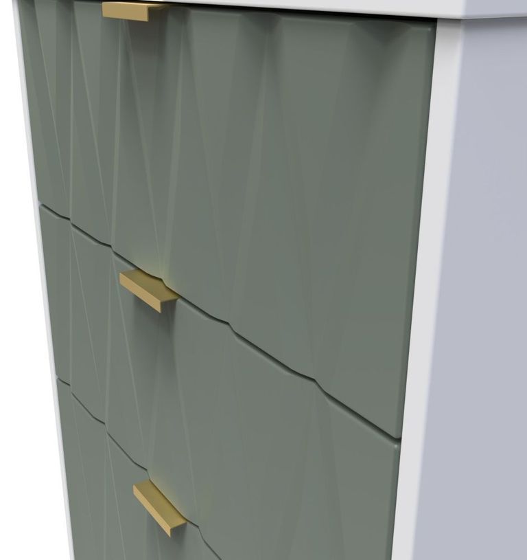 Las Vegas White and Green 3 Drawer Deep Midi Chest