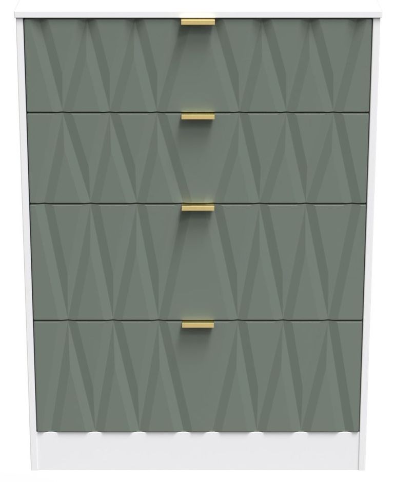 Las Vegas White and Green 4 Drawer Deep Chest