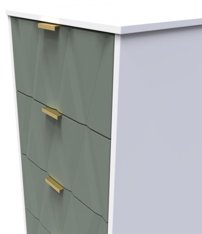 Las Vegas White and Green 5 Drawer Narrow Chest