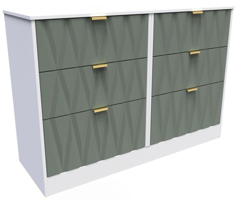 Las Vegas White and Green 6 Drawer Midi Chest