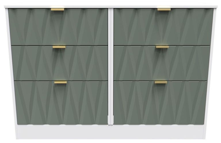 Las Vegas White and Green 6 Drawer Midi Chest