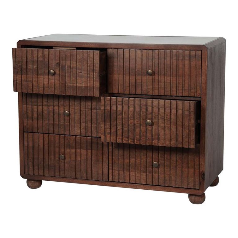 Carmel Chest with Marble Top - Wooden - 6 Drawer