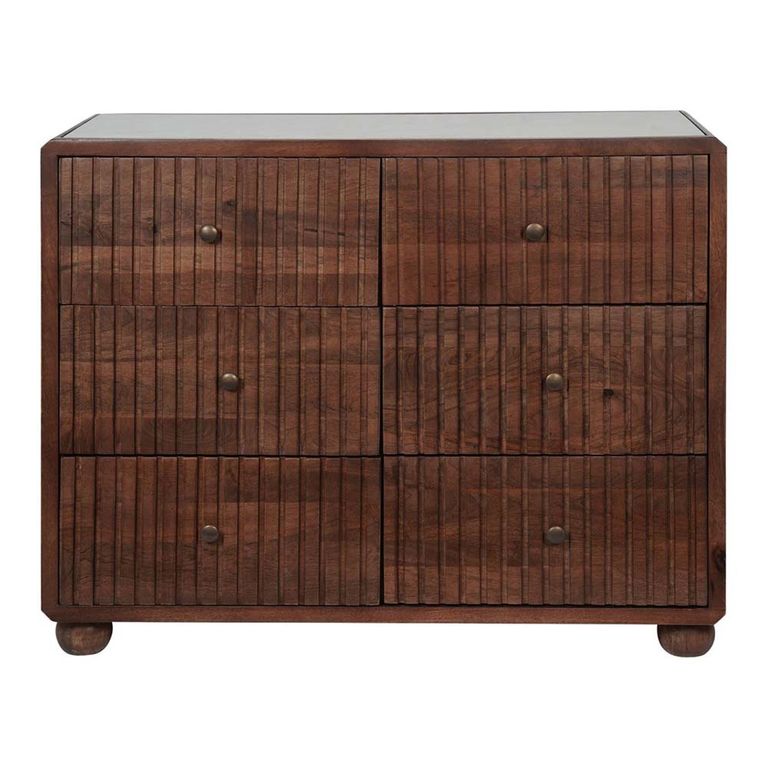 Carmel Chest with Marble Top - Wooden - 6 Drawer