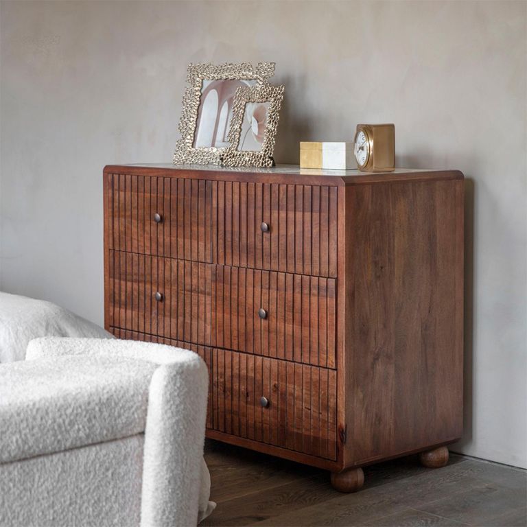Carmel Chest with Marble Top - Wooden - 6 Drawer