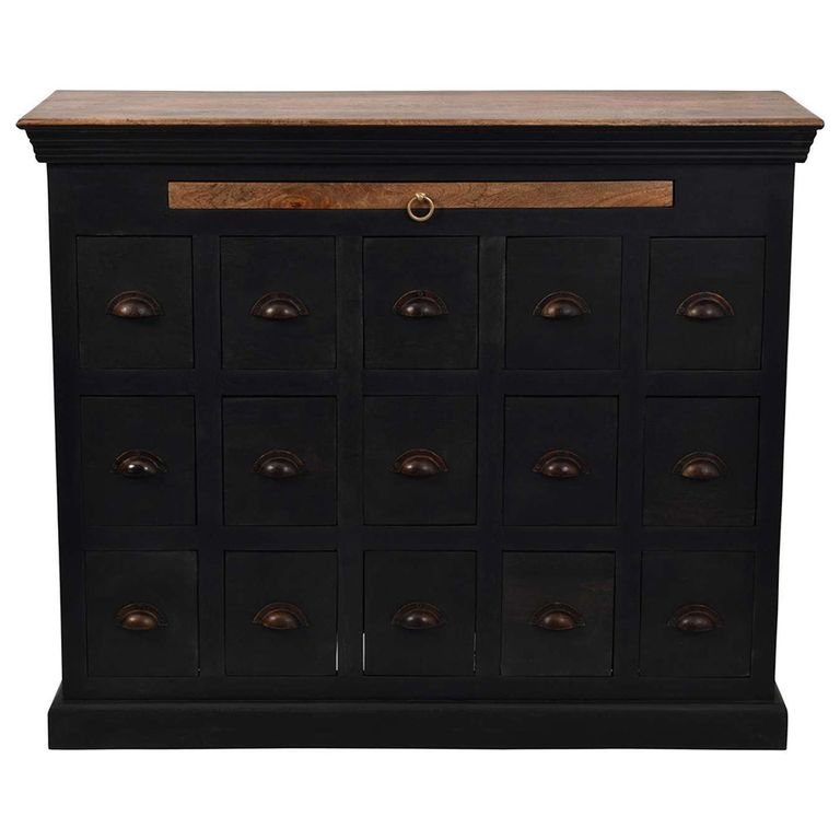 Hoxton Chest - Black Mango Wood - Multi Drawer