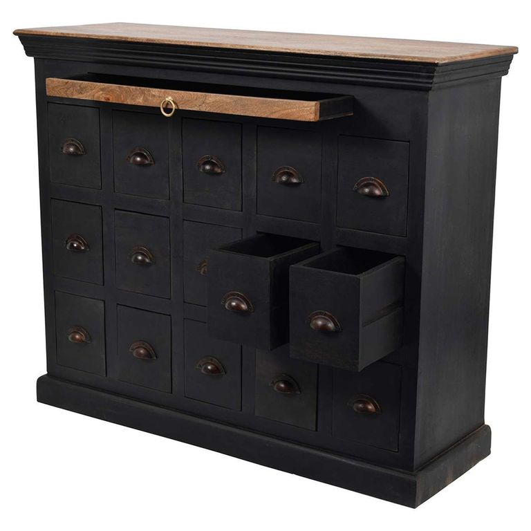 Hoxton Chest - Black Mango Wood - Multi Drawer
