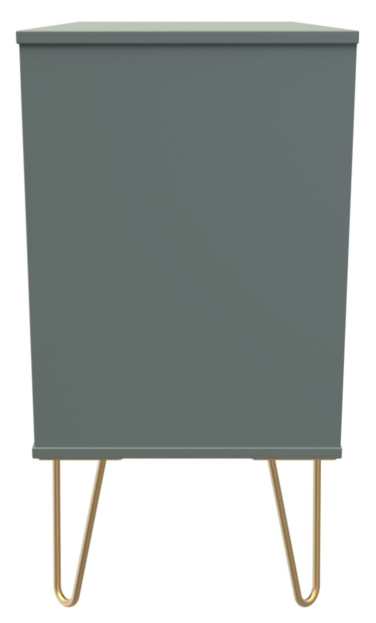 Linear Green 3 Drawer Midi Chest with Gold Hairpin Legs