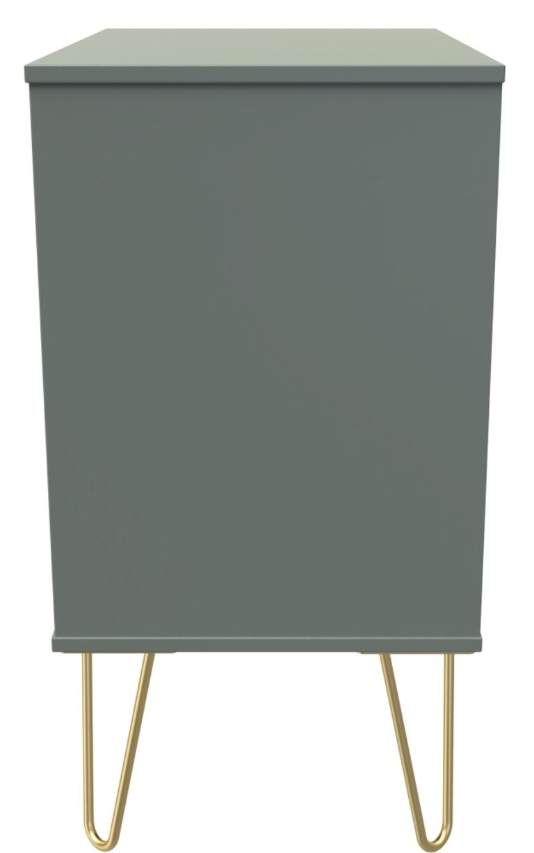 Linear Green 3 Drawer Small Chest with Hairpin Legs