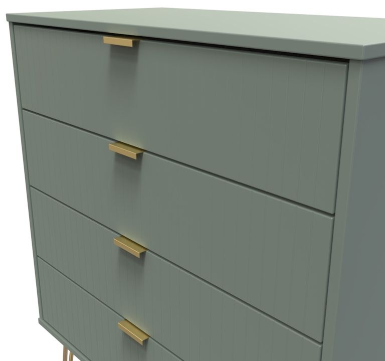 Linear Green 4 Drawer Chest with Gold Hairpin Legs