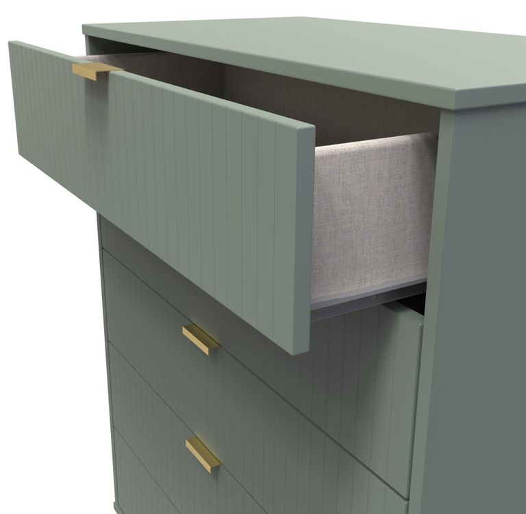 Linear Green 5 Drawer Chest with Gold Hairpin Legs