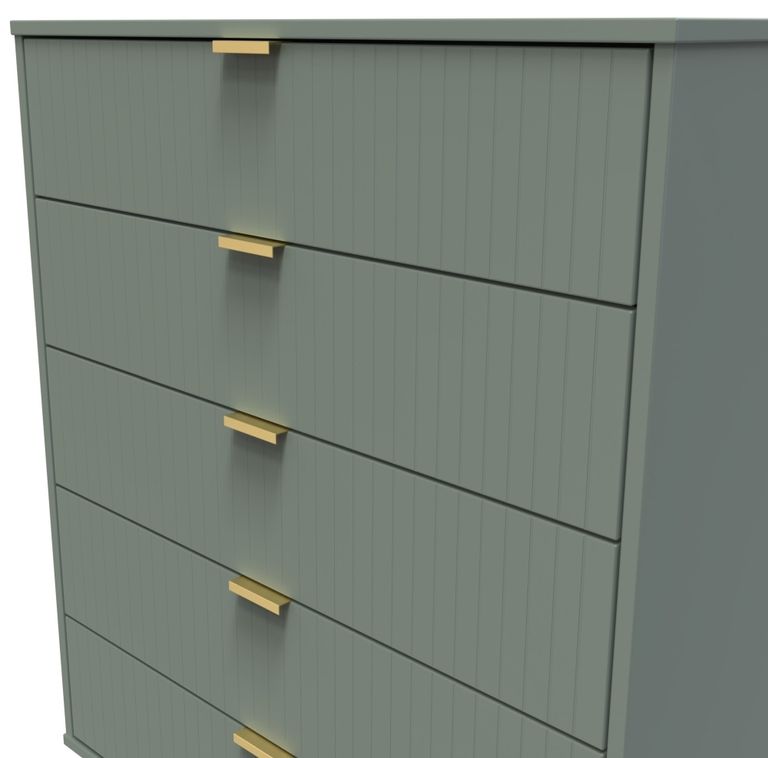 Linear Green 5 Drawer Chest with Gold Hairpin Legs