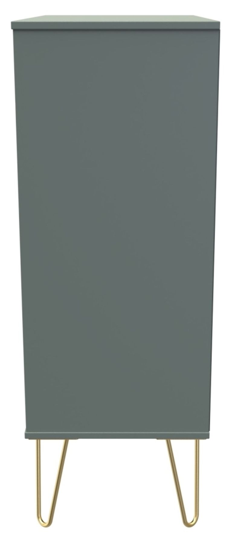 Linear Green 5 Drawer Chest with Gold Hairpin Legs