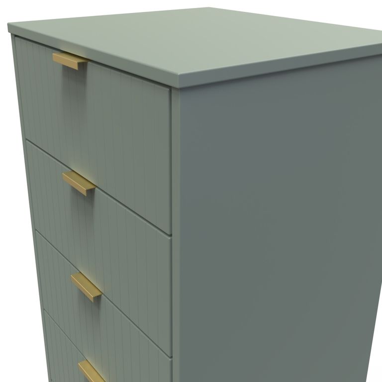 Linear Green 5 Drawer Narrow Chest with Gold Hairpin Legs