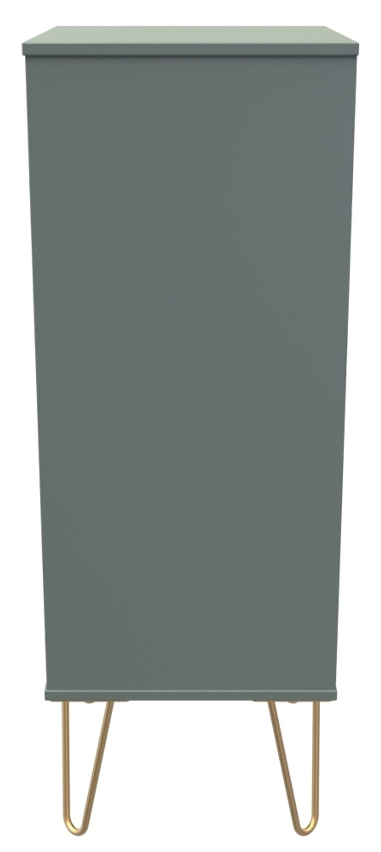 Linear Green 5 Drawer Narrow Chest with Gold Hairpin Legs