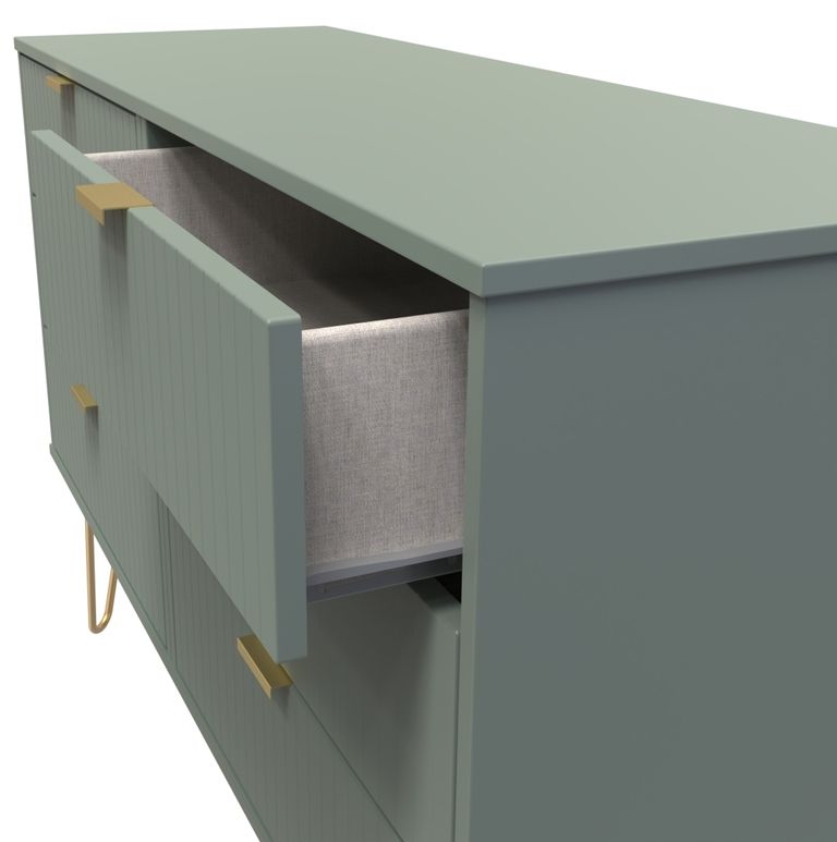 Linear Green 6 Drawer Midi Chest with Gold Hairpin Legs