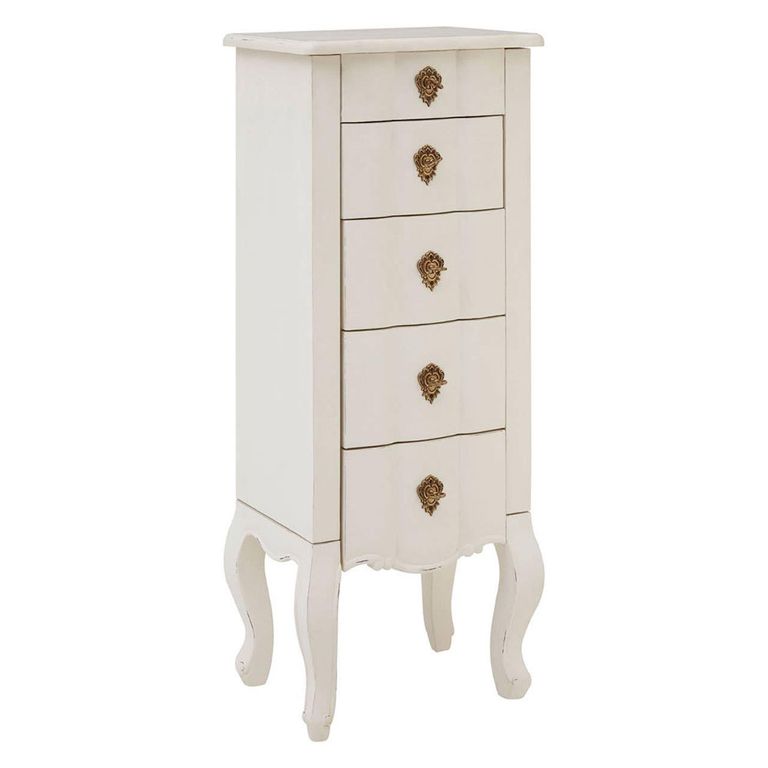 Loire Chest - 5 Drawer - Narrow - White