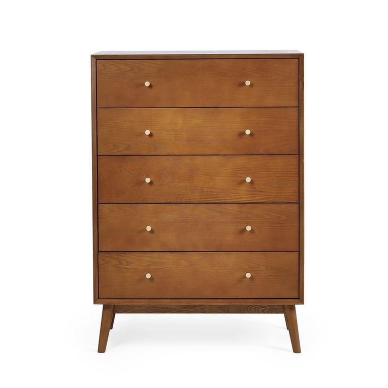 Lowry Chest of Drawers - 5 Drawer - Midi - Cherry Wood - Retro Style