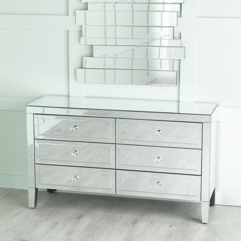 Lucia Mirrored 6 Drawer Wide Chest