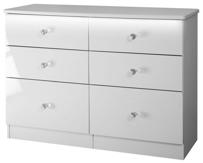Lumiere White Gloss 6 Drawer Midi Chest