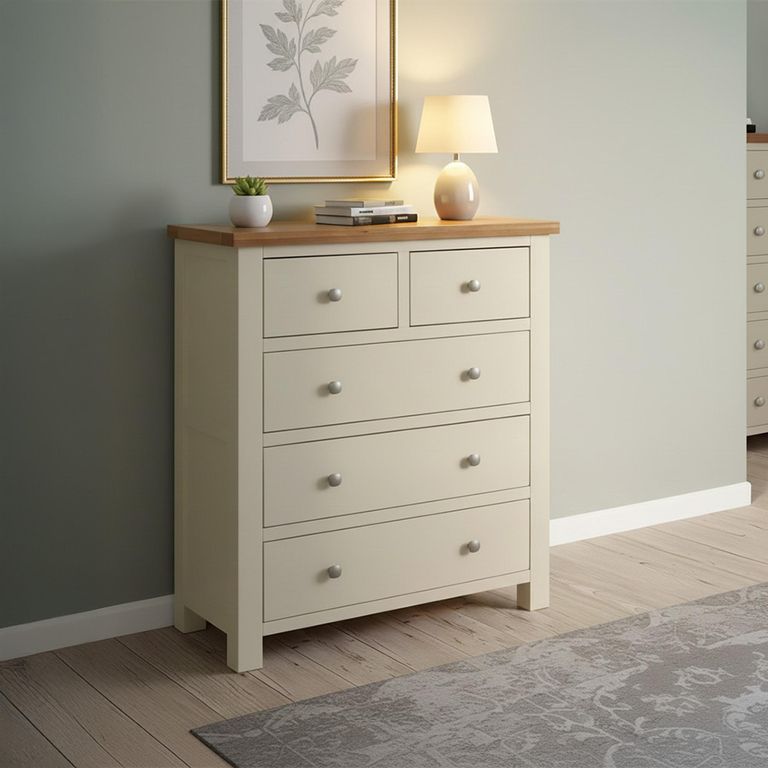 Lundy Chest - 2+3 Drawer - Ivory Painted