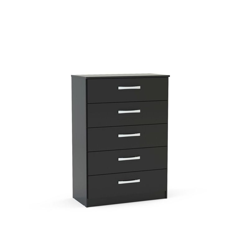Lynx Chest - 5 Drawer - Black Gloss