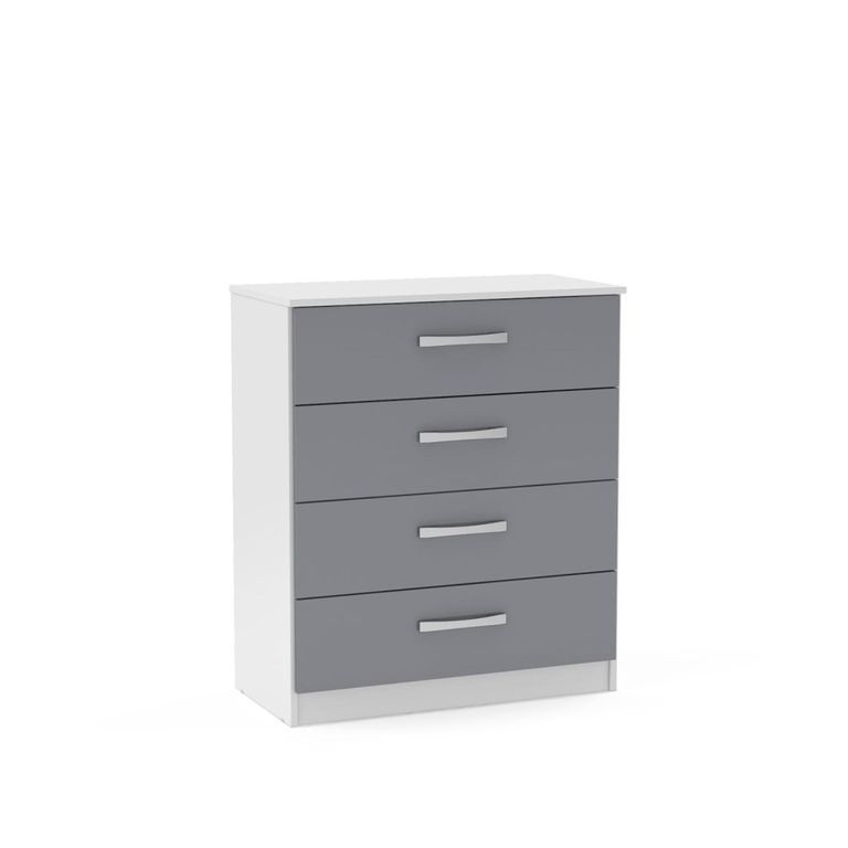 Lynx Chest - 4 Drawer - White and Grey Gloss
