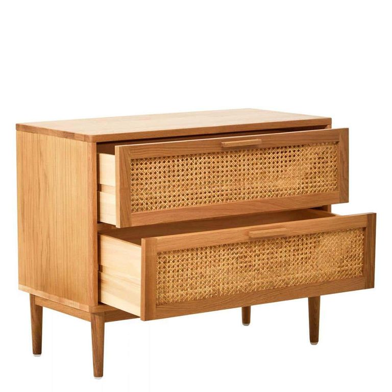 Lyon Chest - 2 Drawer - Oak and Rattan