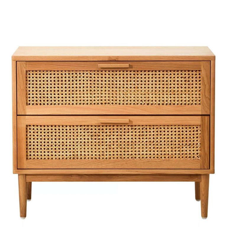 Lyon Chest - 2 Drawer - Oak and Rattan