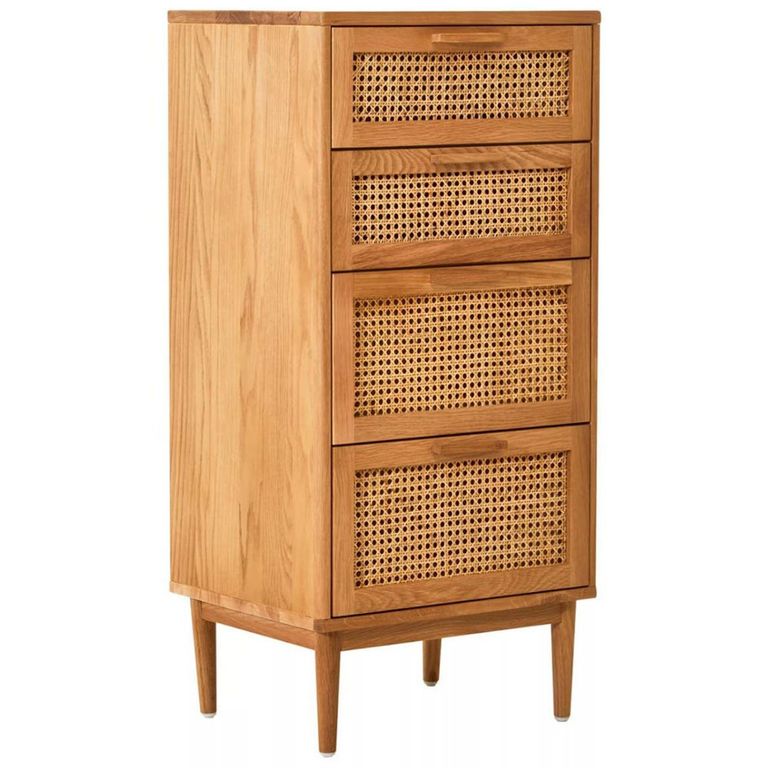 Lyon Chest - 4 Drawer - Oak and Rattan