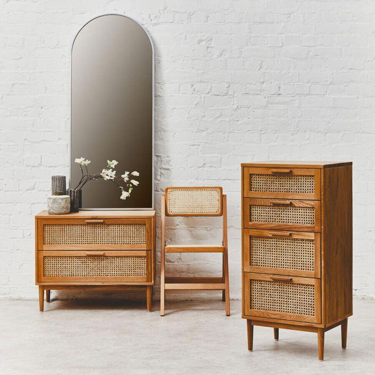 Lyon Chest - 4 Drawer - Oak and Rattan