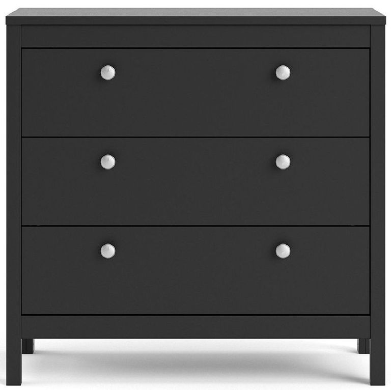Madrid Black 3 Drawer Small Chest
