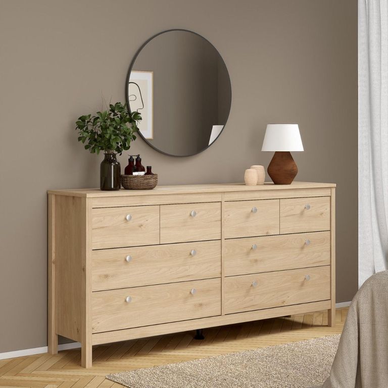 Madrid Jackson Hickory Oak 4+4 Drawer Double Dresser