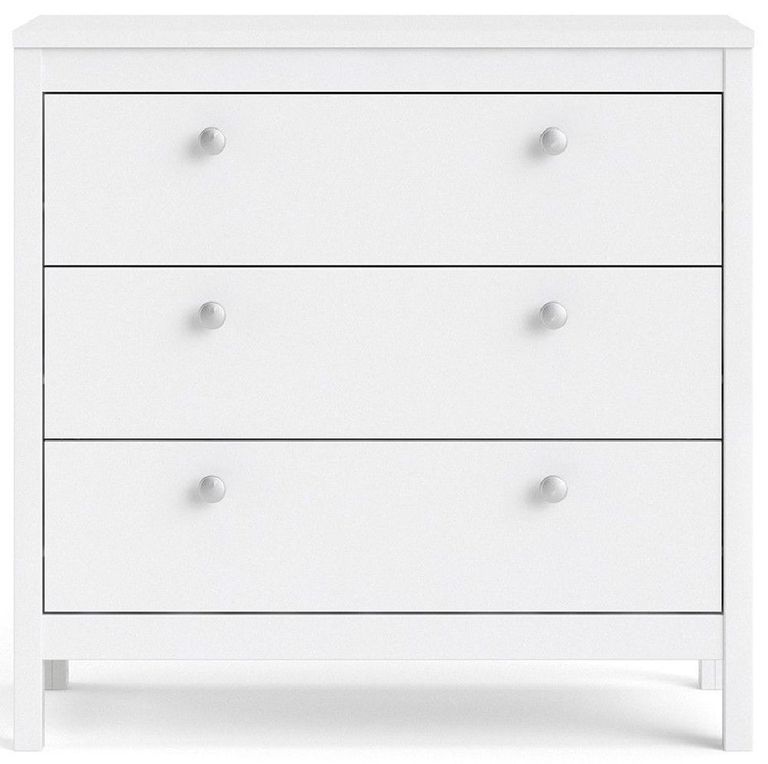Madrid White 3 Drawer Small Chest