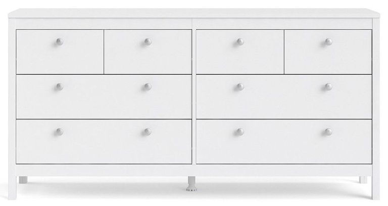 Madrid White 8 Drawer Wide Dresser