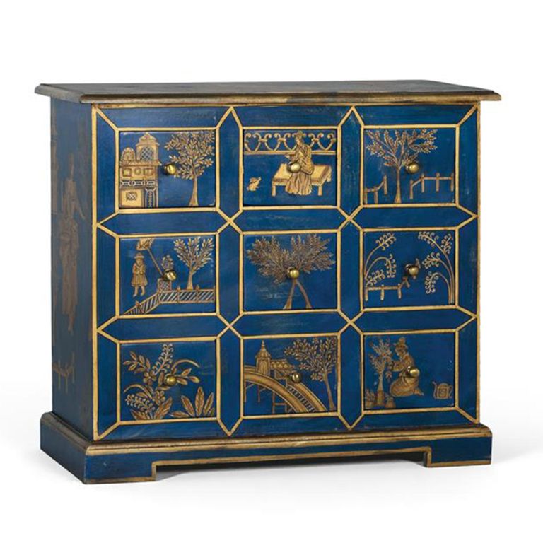 Matera Chest - Blue Painted - Mango Wood - Multi Drawer