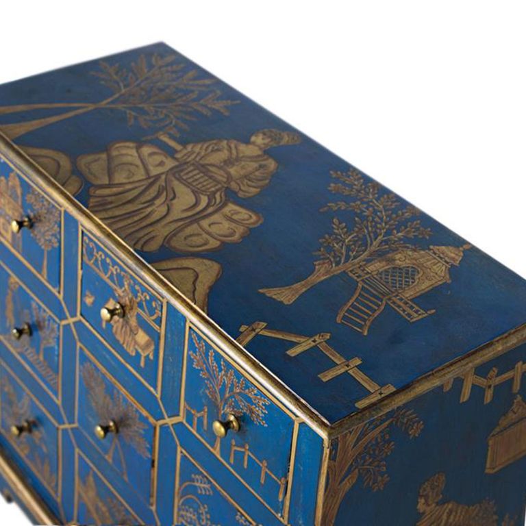 Matera Chest - Blue Painted - Mango Wood - Multi Drawer